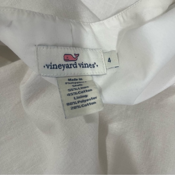 Vineyard Vines Chic White Navy Fringe Linen/Cotton Sustainable Mini Dress Size 4 - Picture 11 of 11